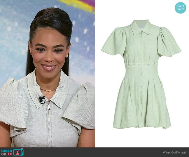 Jonathan Simkhai Callista Crinkle Puff-Sleeve Minidress