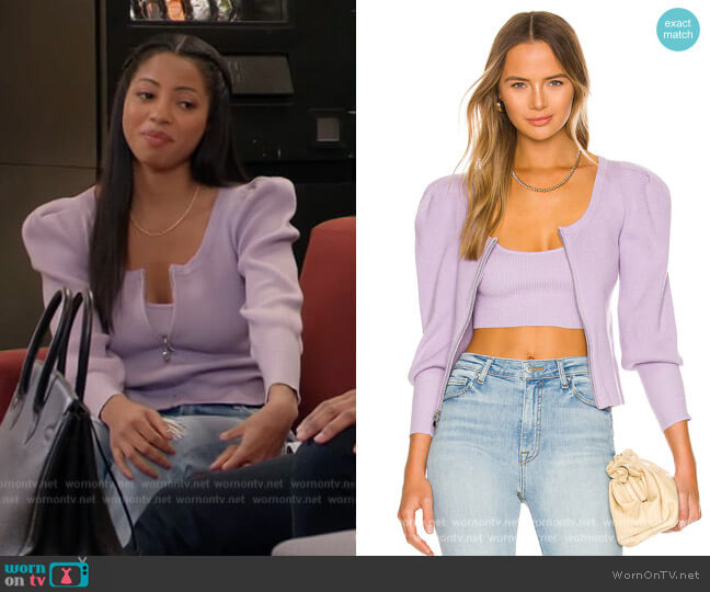 Jonathan Simkhai Sariah Recycled Rib Sweetheart Top worn by Thea (Camille Hyde) on All American Homecoming
