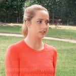 Josslyn’s red mesh active top on General Hospital