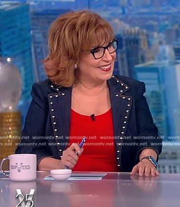Joy’s denim studded trim blazer on The View