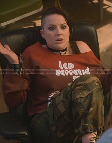 Kelly’s Led Zeppelin print sweatshirt on Good Trouble