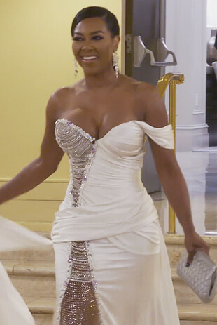 Kenya’s white lace gown on The Real Housewives of Atlanta