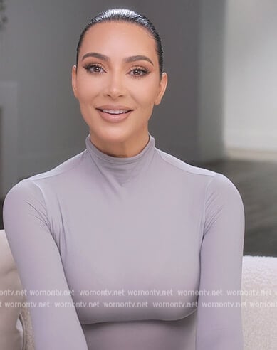Kim’s gray turtleneck bodysuit on The Kardashians