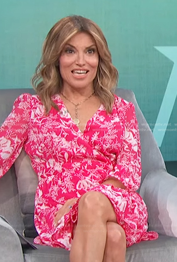 Kit’s pink floral wrap dress on Access Hollywood