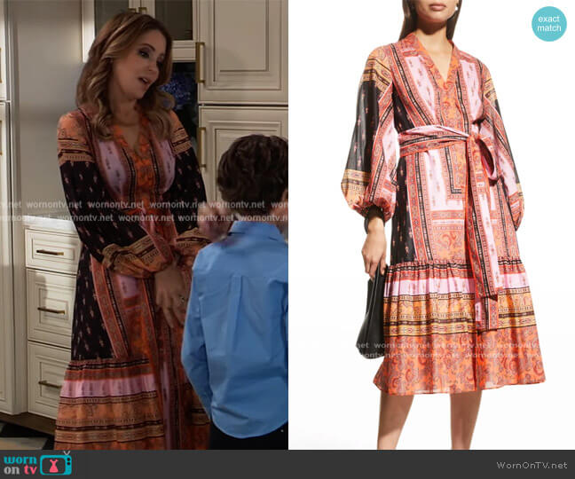Kobi Halperin Diana Paisley Midi Dress worn by Olivia Falconeri (Lisa Lo Cicero) on General Hospital