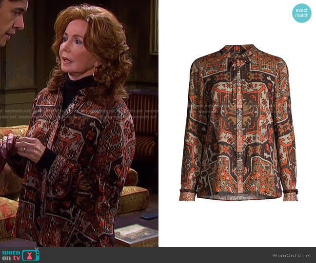 Kobi Halperin Tricia Folkloric Print Shirt worn by Maggie Horton (Suzanne Rogers) on Days of our Lives
