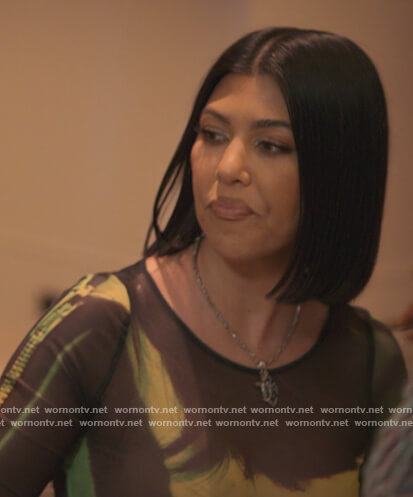 Kourtney’s mesh tie dye dress on The Kardashians