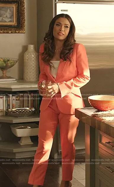 Cristal’s pink blazer and pants on Dynasty