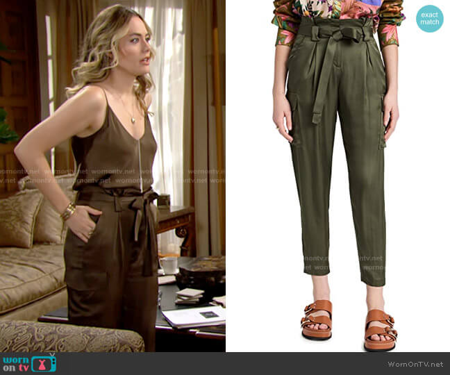 L'Agence Roxy Cargo Pants in Beetle worn by Hope Logan (Annika Noelle) on The Bold and the Beautiful