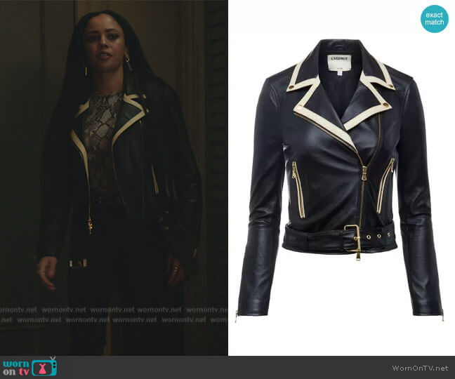 L'Agence Syd Leather Jacket worn by Toni Topaz (Vanessa Morgan) on Riverdale
