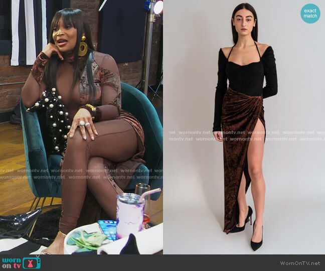 LaQuan Smith Maxi Skirt with Wrap Hip Detail worn by Marlo Hampton on The Real Housewives of Atlanta