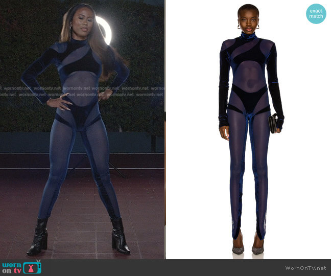 Laquan Smith Geometric Catsuit worn by Keisha (Netta Walker) on All American Homecoming