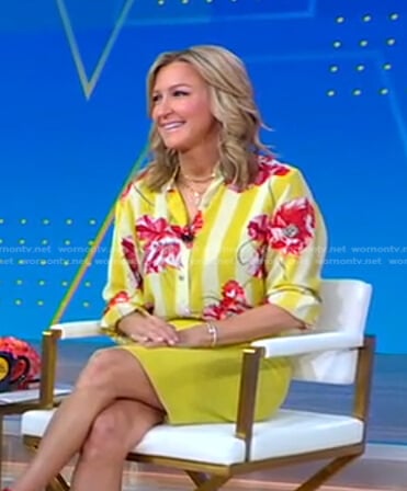 Lara’s yellow striped floral blouse on Good Morning America