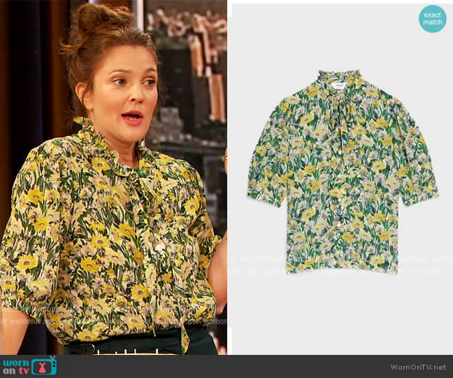 Celine Lavalliere Blouse in Paquerette Crepon worn by Drew Barrymore on The Drew Barrymore Show