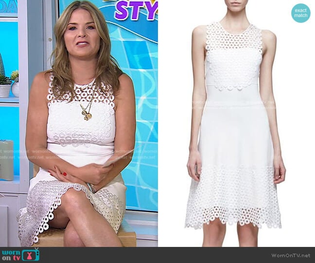 Lela Rose Sleeveless Circle-Lace Mini Dress worn by Jenna Bush Hager on Today