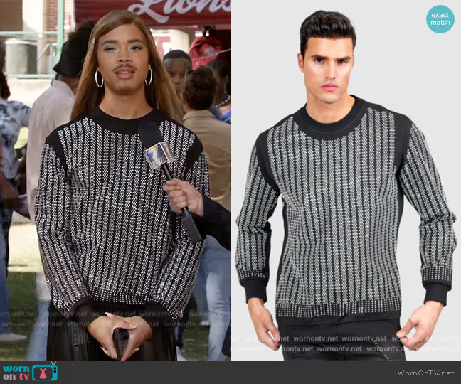 Leo Wild Rhinestone Sweater worn by Nathanial Hardin (Rhoyle Ivy King) on All American Homecoming