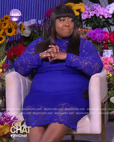 Loni’s blue lace midi dress on The Real