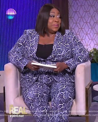 Lonis’ snakeskin print blazer and pants on The Real