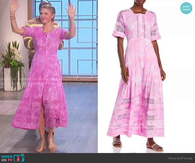 LoveShackFancy Edie Lace Inset Midi Dress worn by Amanda Kloots on The Talk