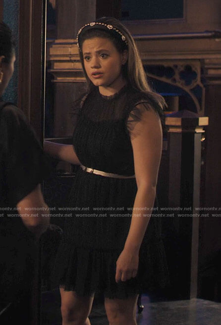 Maggie’s black tulle ruffle trim dress on Charmed