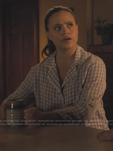 Maggie’s purple gingham check pajamas on Charmed