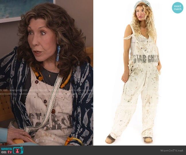 Magnolia Pearl Star Child Overalls worn by Frankie (Lily Tomlin) on Grace and Frankie