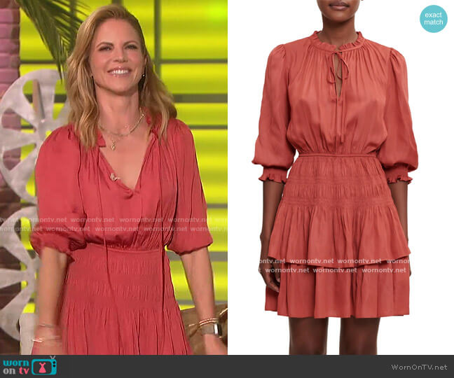 Maje Radji Satin Ruffled Dress worn by Natalie Morales on The Talk