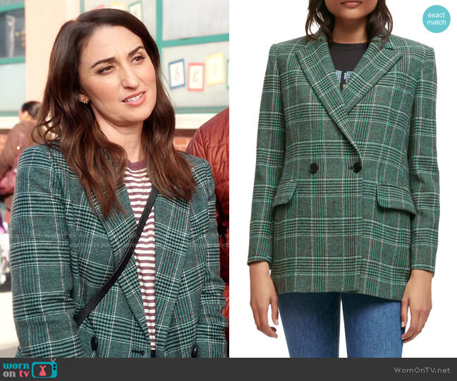 Maje Vislanda Plaid Jacket worn by Dawn Solano (Sara Bareilles) on Girls5eva