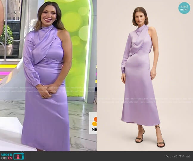 Mango Asymmetrical Satin Dress worn by Melissa Garcia on Today