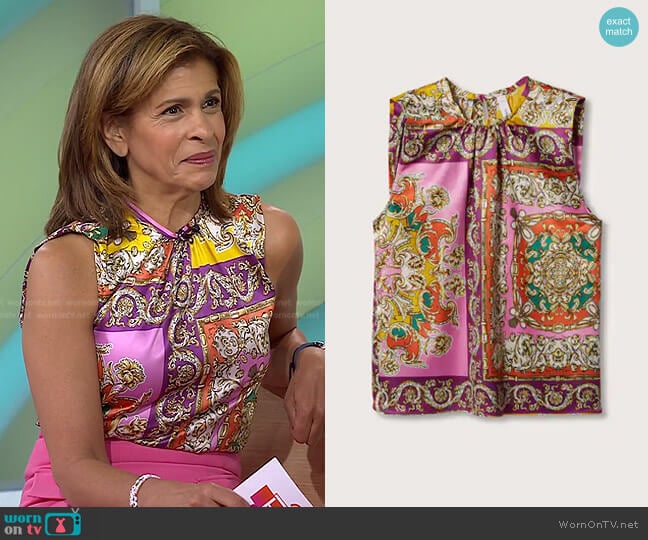 Mango Satin Print Blouse worn by Hoda Kotb on Today