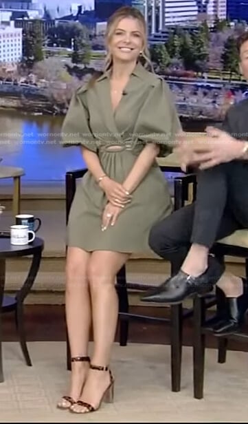 Maria Menounos’s green cutout dress on Live with Kelly and Ryan