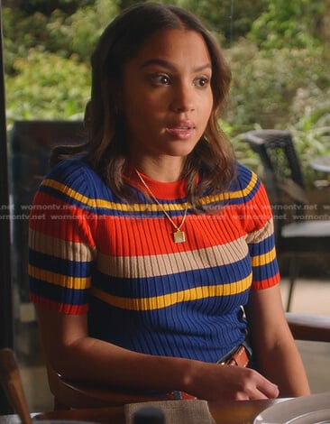 May’s multicolor ribbed top on 9-1-1