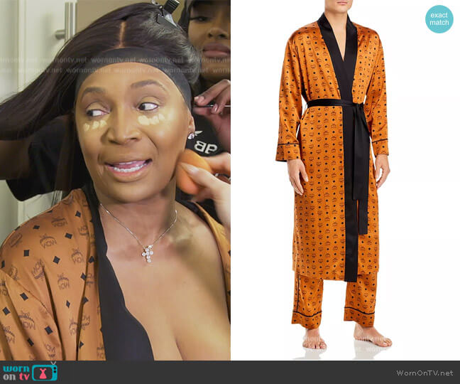 MCM Unisex Classic Logo Silk Reversible Robe worn by Marlo Hampton on The Real Housewives of Atlanta