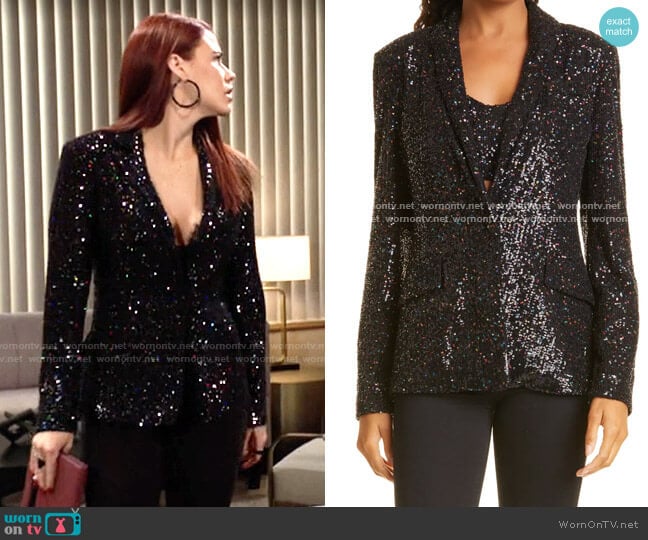 Milly Confetti Sequin Blazer worn by Sally Spectra (Courtney Hope) on The Young and the Restless
