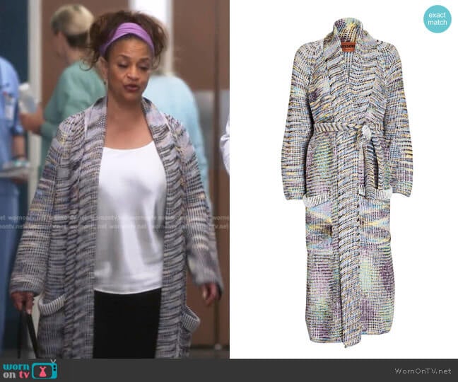 Missoni Space Dyed Wool-Cashmere Duster Cardigan worn by Catherine Avery (Debbie Allen) on Greys Anatomy
