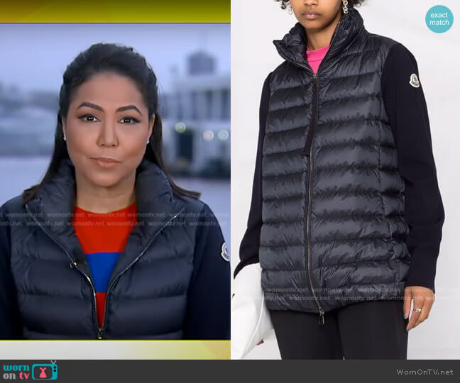 Moncler Padded Zip-Up Short Jacket worn by Stephanie Ramos on Good Morning America