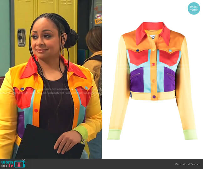 Moschino Colorblock Trucker Jacket worn by Raven Baxter (Raven-Symoné) on Ravens Home