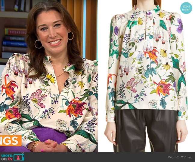 Munthe Ciella Floral Silk Blouse worn by Sarah Gelman on CBS Mornings