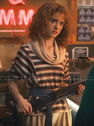 Nancy’s black and white striped top on Stranger Things