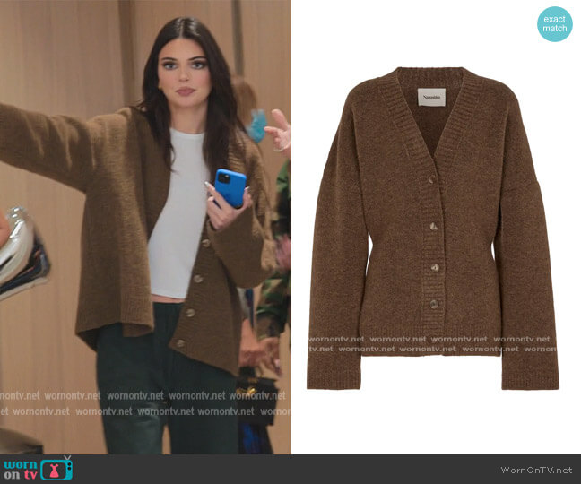 Nanushka Fara chunky knit cardigan worn by Kendall Jenner (Kendall Jenner) on The Kardashians