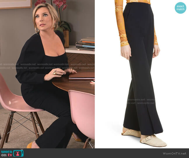 Nanushka Tulip Flared Slit Trouser worn by Brianna (June Raphael) on Grace and Frankie