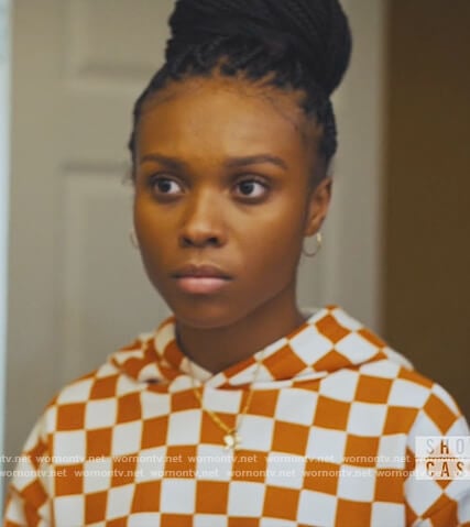 Naomi’s orange checked hoodie on Naomi