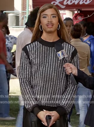 Nathaniel’s black rhinestone embellished sweater on All American Homecoming