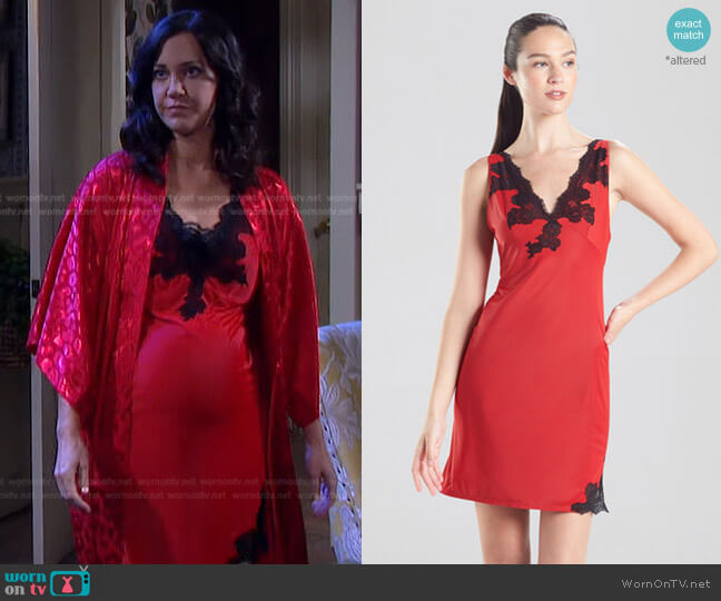 Natori Enchant V-Neck Chemise worn by Jan Spears (Heather Lindell) on Days of our Lives