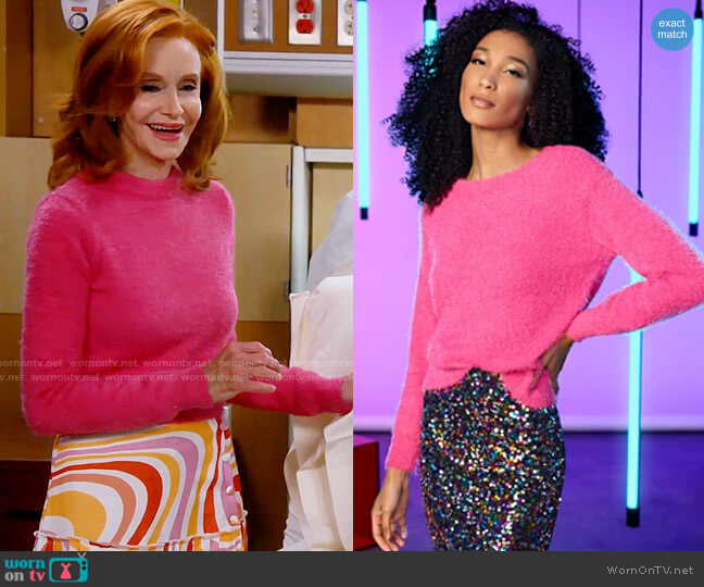 New York & Co Fuzzy Crewneck Sweater worn by Sheila (Swoosie Kurtz) on Call Me Kat