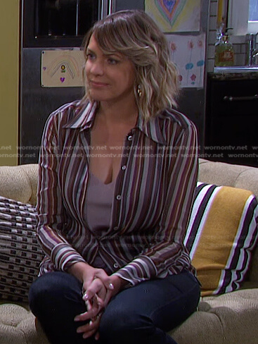 Nicole’s striped button down blouse on Days of our Lives