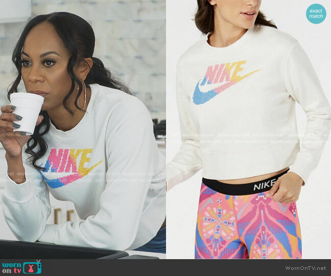 Nike Crop Stitch Sweatshirt worn by Sanya Richards-Ross on The Real Housewives of Atlanta