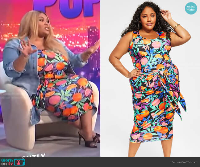 Nina Parker Trendy Plus Size Printed Tie-Front Midi Skirt worn by Nina Parker on E! News