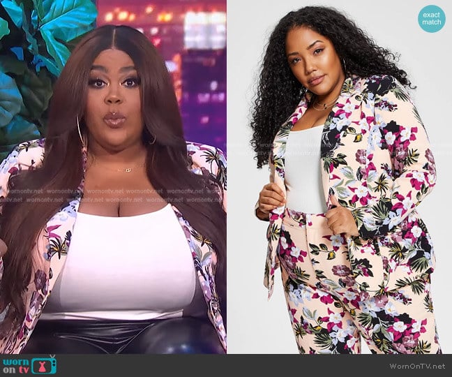 Nina Parker Trendy Plus Size Floral-Print Blazer worn by Nina Parker on E! News