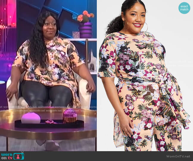 Nina Parker Trendy Plus Size Mesh Tunic worn by Loni Love on E! News